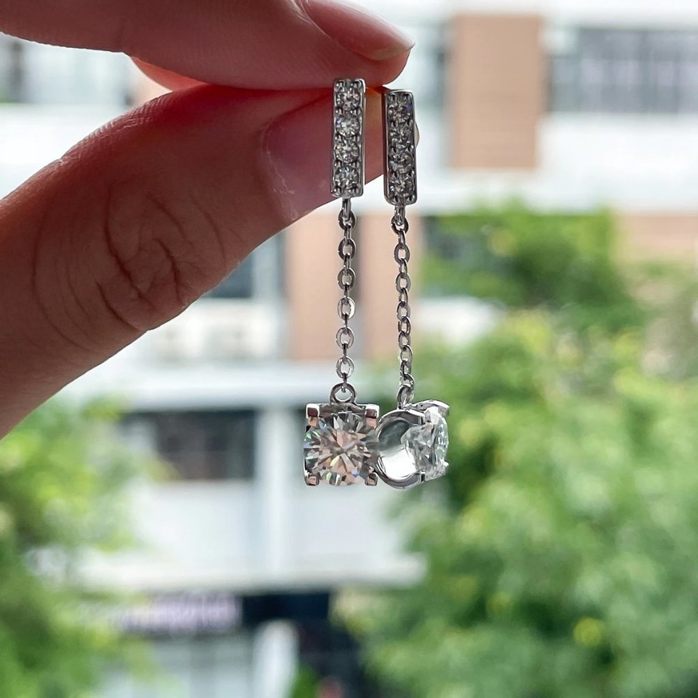 Certified 2ct. t.w. Moissanite Diamond Drop Earrings NEW A - Picture 10 of 14
